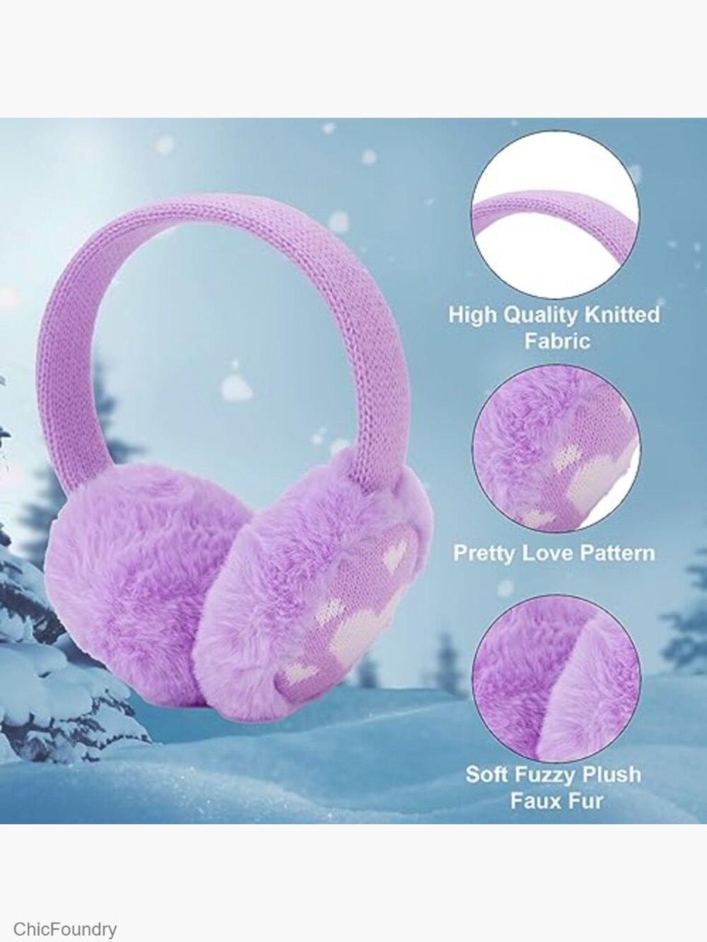 Girls Knit Earmuffs and Gloves Set Winter Warm Ear Warmers Gloves - Picture 5 of 7